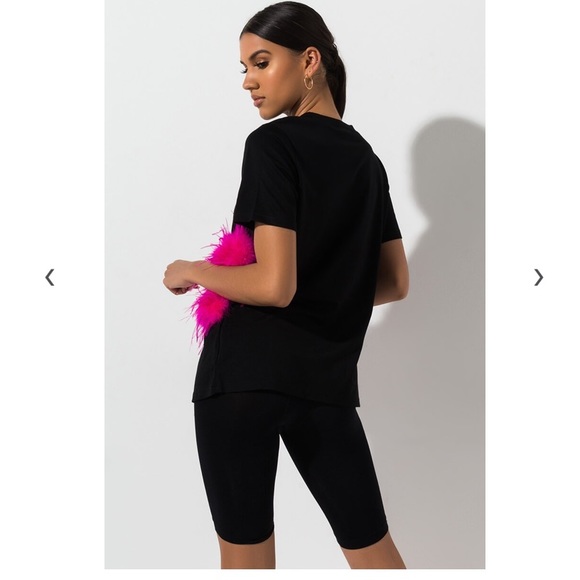AKIRA Ruffle Some Feathers Top Black/Pink Size S - Picture 3 of 11